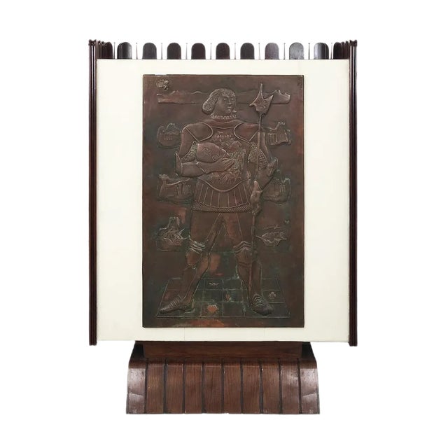 Vintage Wood and Copper Bar Cabinet by Luigi Scremin For Sale