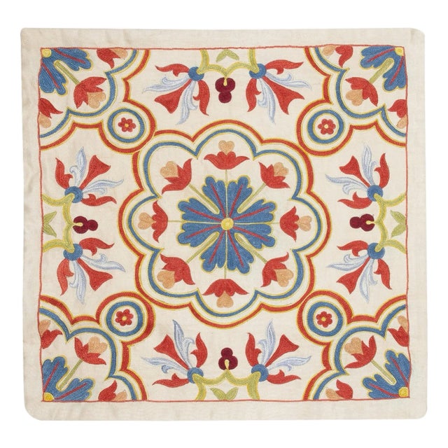 20"x20" Modern Cushion Cover Made of Silk. Embroidered Pillow. New Throw Pillow For Sale