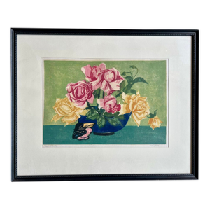 William Seltzer Rice Original Wood Block Print Vintage