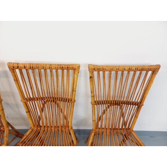 Vintage Rattan Chairs by Adrien Audoux & Frida Minet, 1960s, Set of 4 For Sale - Image 11 of 18