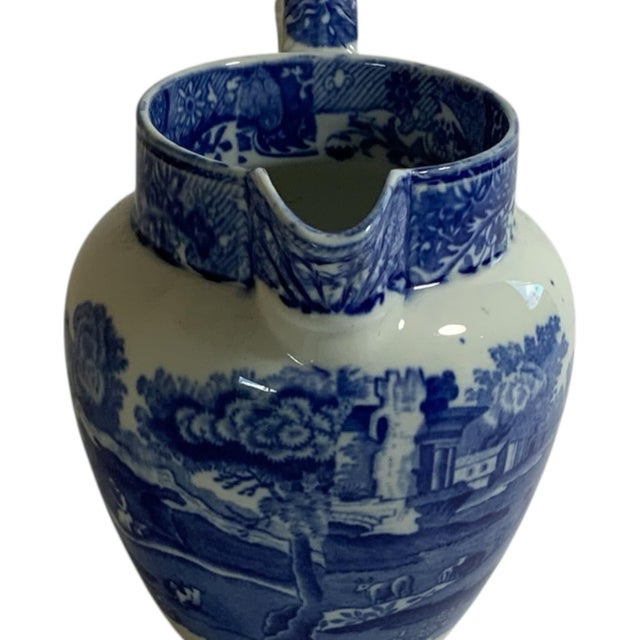 2000 - 2009 Vintage Authentic Spode Blue Italian Windsor Jug Pitcher W/Handle England C1950s. For Sale - Image 5 of 8