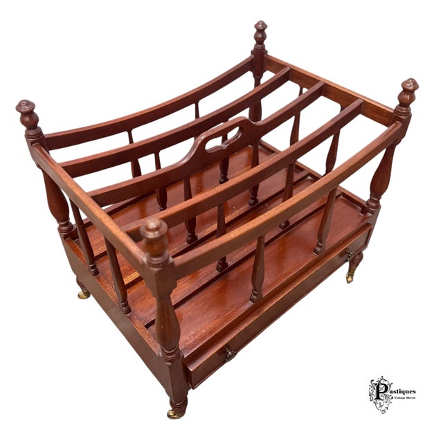 Late 20th Century Vintage Biggs Furniture Chippendale Style Mahogany Magazine Rack For Sale - Image 5 of 10