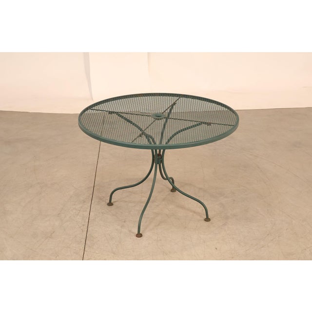Traditional Wrought Iron Vintage Round Patio Table And Four Chairs Set For Sale - Image 3 of 18
