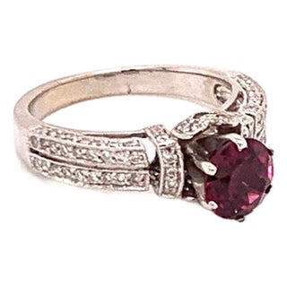 Diamond Tourmaline Rubellite Ring 4.5 14k Gold 1.38 TCW Women Certified For Sale