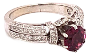 Diamond Tourmaline Rubellite Ring 4.5 14k Gold 1.38 TCW Women Certified