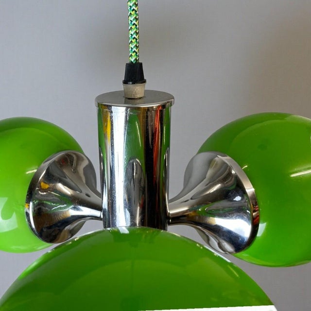 Space Age Green Glass and Chromed Pendant Light, 1970s For Sale - Image 12 of 15