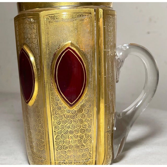 Rare Antique Handmade Moser Jewel Glass Crystal Tea Cup W/ Measurement Cabochon For Sale - Image 11 of 12