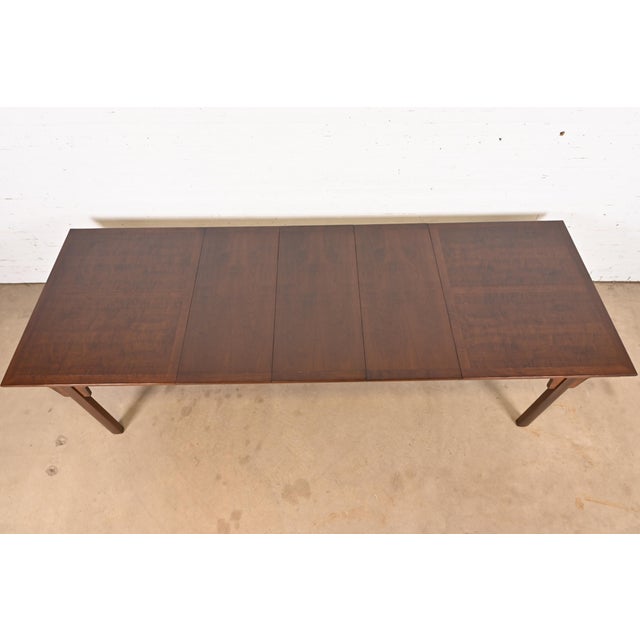 1960s Michael Taylor for Baker Furniture Mid-Century Modern Burled Walnut Extension Dining Table, Newly Refinished For Sale - Image 5 of 12