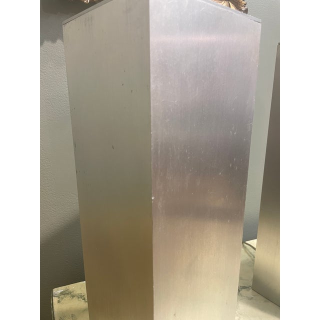 Bauhaus Pair of Vintage Platinum Metal Table Lamps For Sale - Image 3 of 9