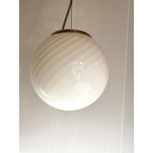 Early 21st Century Milky-White Sphres Murano Glass Pendant Lights by Simoeng, Set of 3 For Sale - Image 5 of 9