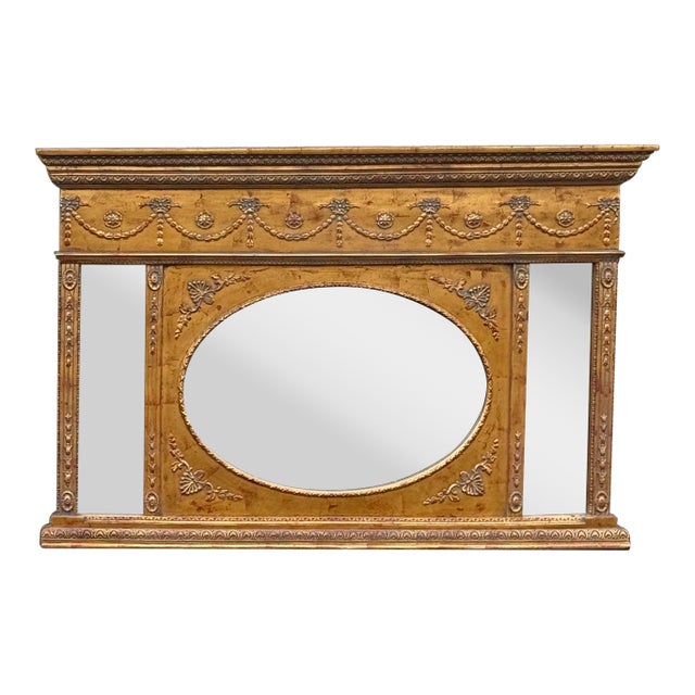 Antique Reproduction Neoclassical Regency Carved Gilt Mirror For Sale