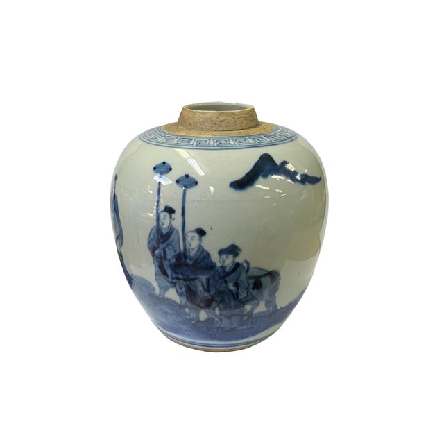 This is handmade handpainted traditional Chinese ginger jar with blue and white color graphics. Each one has a precise...