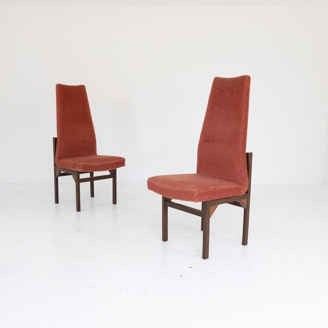 Wood Teak and Red Bouclé Chairs, 1960s, Set of 6 For Sale - Image 7 of 12