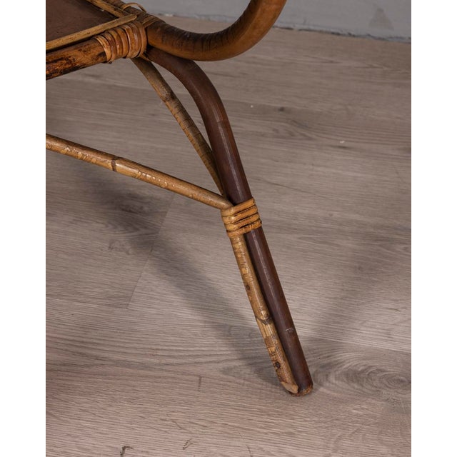 Brown Vintage Italian Bamboo and Wood Coffee Table, 1960s For Sale - Image 8 of 10