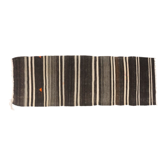 Stripe Handwoven Antique Kilim Runner For Sale