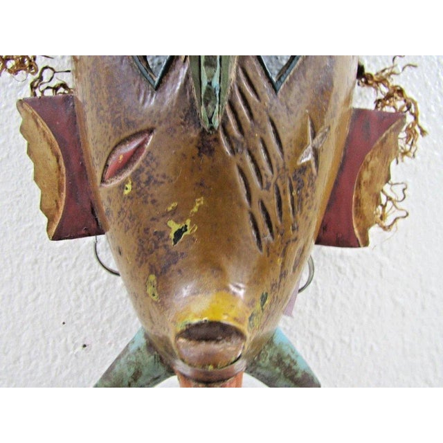 Brown Antique Hand-Carved Polychrome Wooden Gouro Zauli Mask of the Ivory Coast For Sale - Image 8 of 15