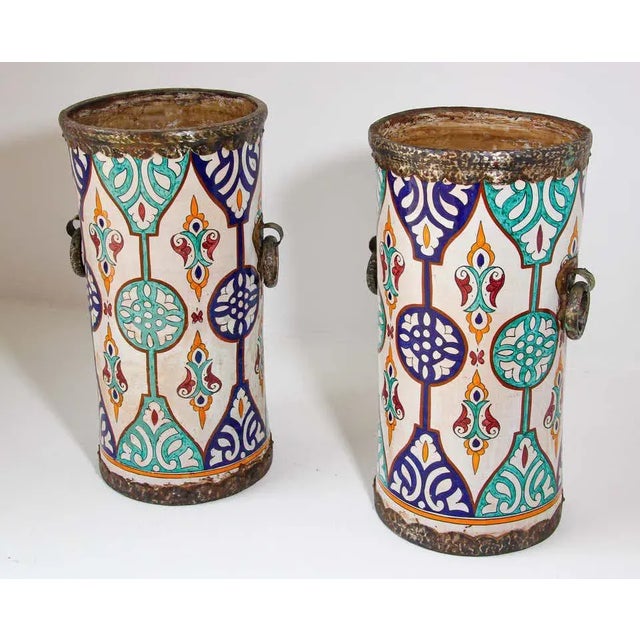 Handcrafted Moorish Ceramic Urns with Handles - A Pair For Sale - Image 12 of 13