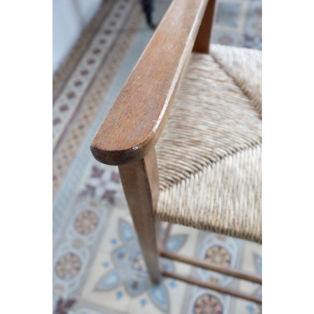 Beige Vintage Wooden Children's High Chair with Straw Seat, 1980s For Sale - Image 8 of 9