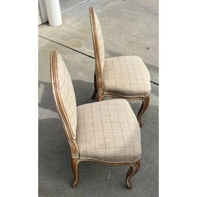 French Early 20Thc French Small Chairs in Linen For Sale - Image 3 of 6