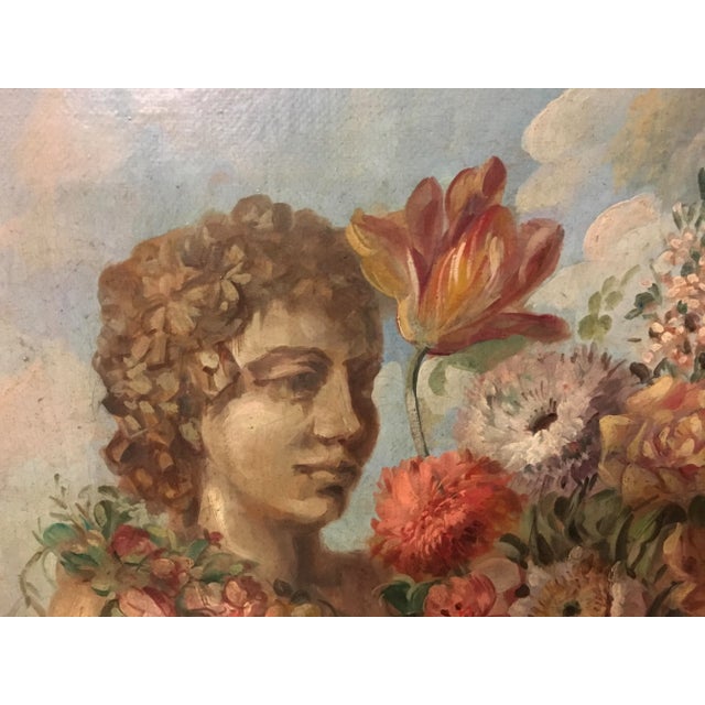 Flowers and Ruins Painting, Italian School, Oil on Canvas, Framed For Sale - Image 4 of 11