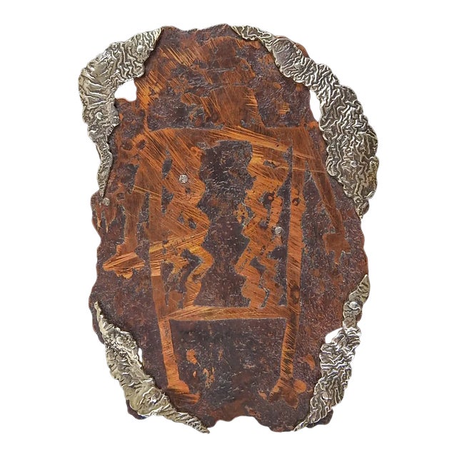 Vintage 1991 Large Sculptural Sterling Copper Artist Studio Brooch For Sale