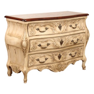 Henredon Italian Provincial Style Cream Painted Chest of Drawers For Sale
