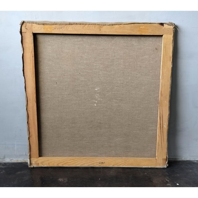 Textile Mid Century Modern Abstract Painting of the San Martin Bridge in Toledo, Spain by Jacques Lamy, 1971 For Sale - Image 7 of 7