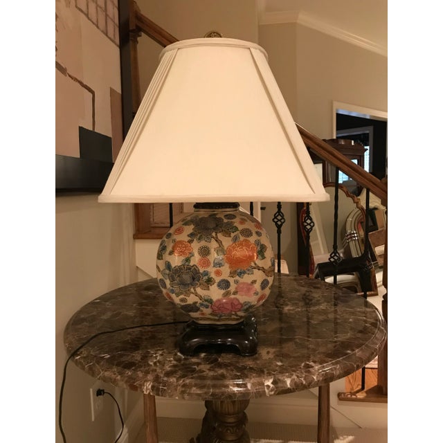 Chinese Chinese Floral Painted Table Lamps - a Pair For Sale - Image 3 of 7