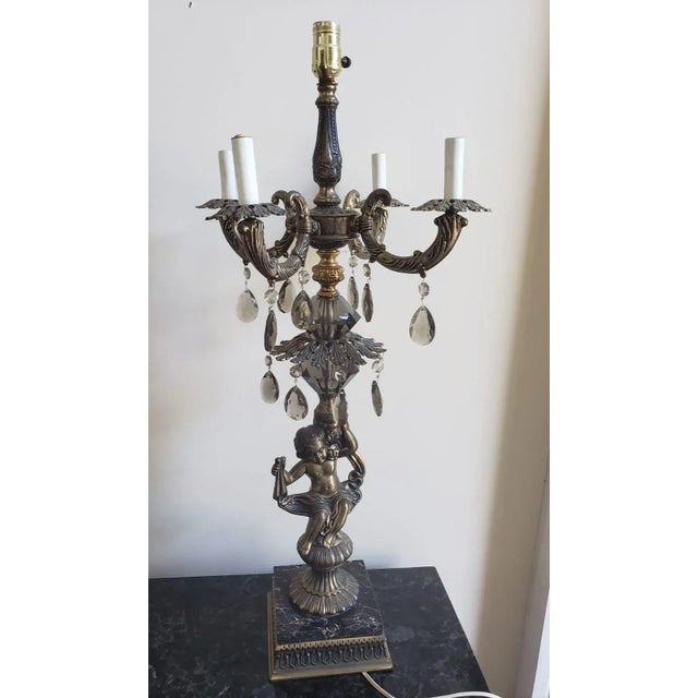 1940s Italian Candelabra Table Lamp With Marble Base For Sale - Image 13 of 13