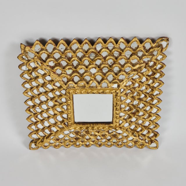 Antique French Giltwood Square Mirror W/Fish Scale Mirror Insets For Sale - Image 13 of 14