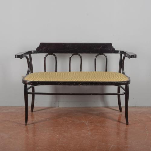 Antique Viennese Style Bench with Armrests For Sale - Image 9 of 9