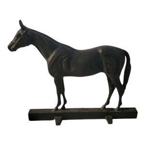 Mid 20th Century Cast Iron Horse Doorstop Signed Hunter
