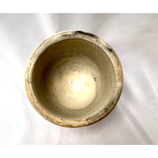 Blue Vintage Blue Stripe Stoneware Crock/Salt For Sale - Image 8 of 11