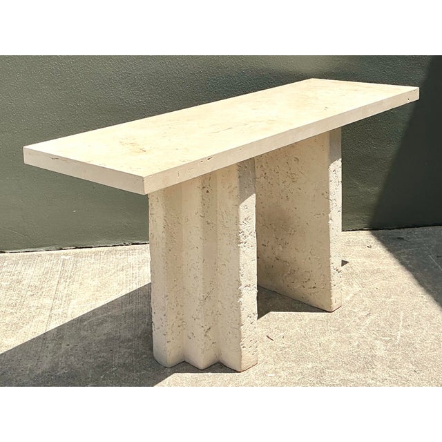 Vintage Cast Concrete and Travertine Console Table For Sale - Image 9 of 12
