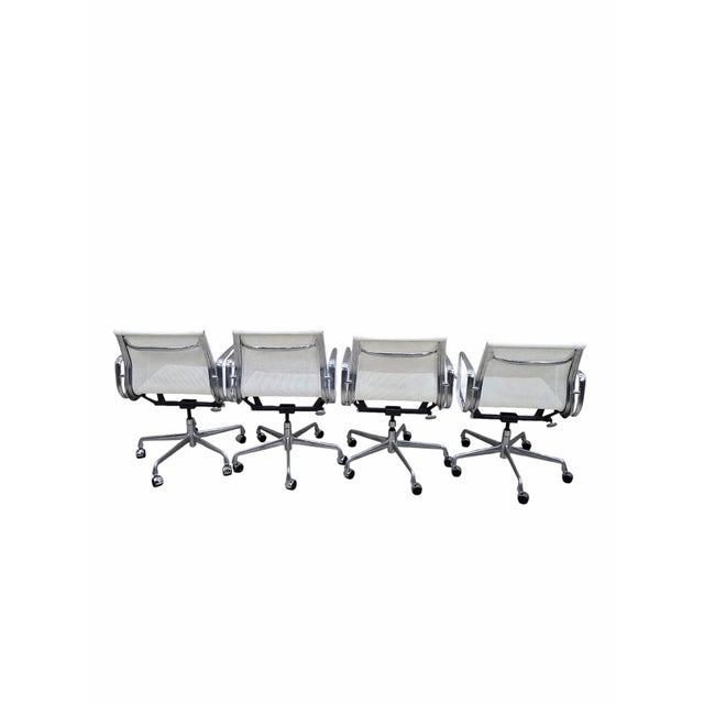 Metal Mid-Century Modern Attributed to Herman Miller Eames Low Back White Mesh Office Chairs – 6 For Sale - Image 7 of 12