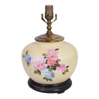 Hand-Painted Flower Porcelain Vase Table Lamp For Sale