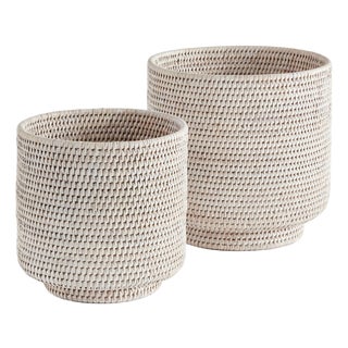 Burma Rattan Cachepots Large, Set Of 2 For Sale