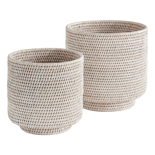 Burma Rattan Cachepots Large, Set Of 2 For Sale