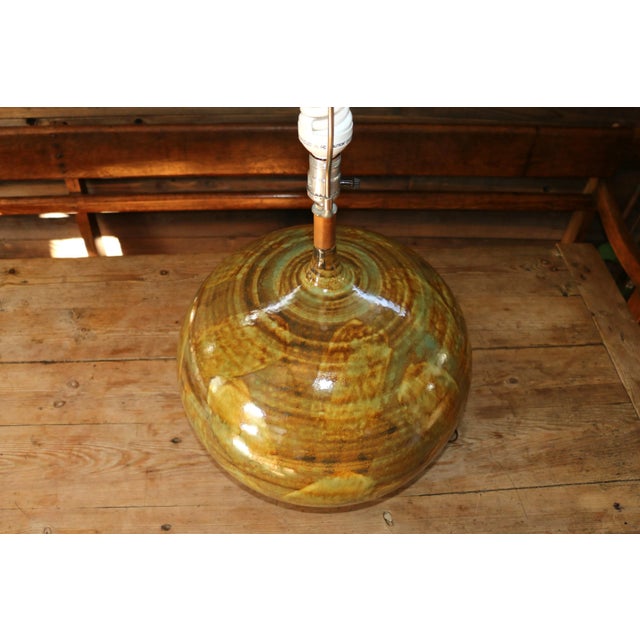 1960s Mid-Century Large Ceramic Drip Glaze Table Lamp, 1960s For Sale - Image 5 of 12