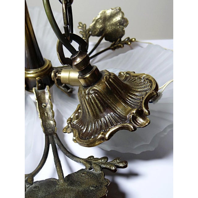 Vintage Hollywood Regency Art Deco Style Bronze Seashell Chandelier from Mariner, 1980s-1990s For Sale - Image 15 of 16