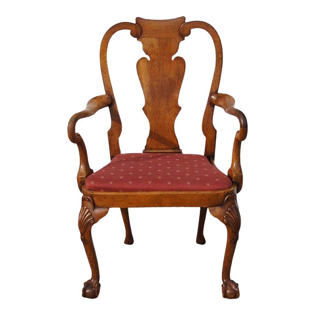 Chippendale Style Walnut Arm Chair For Sale