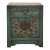 Oriental Distressed Teal Green Flowers Graphic End Table Nightstand For Sale