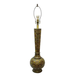 East Indian Enamel Painted Brass Lamp Circa