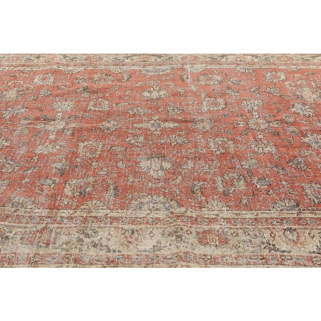 Mid 20th Century Floral Vintage Turkish Oushak Rug For Sale - Image 4 of 7