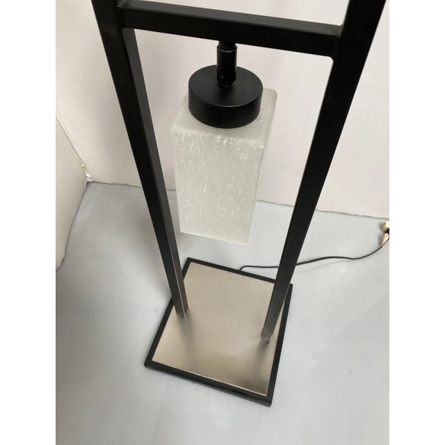 1990s Asian Inspired Modernist Floor Lamp With Chrome Base For Sale - Image 4 of 6