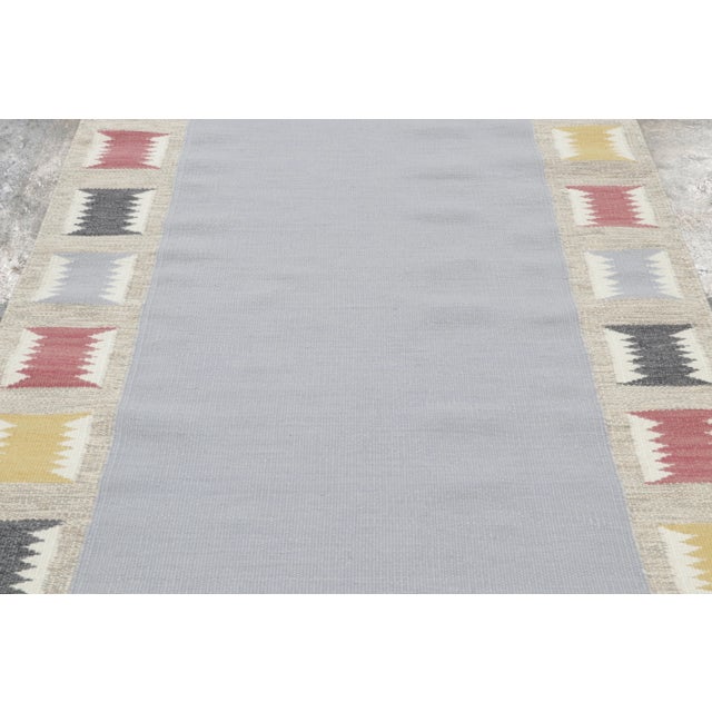 Mid-Century Modern Contemporary Scandinavian Style Blue Geometric Wool Rug by Rug & Kilim, India For Sale - Image 3 of 9