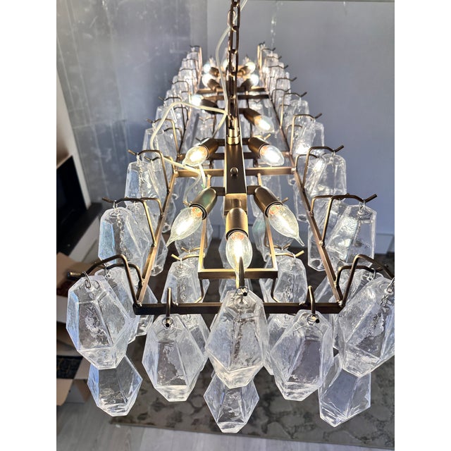 Mid-Century Modern Contemporary Rectangular "Poliedro" Murano Glass Brunish Chandelier by Simoeng For Sale - Image 3 of 10