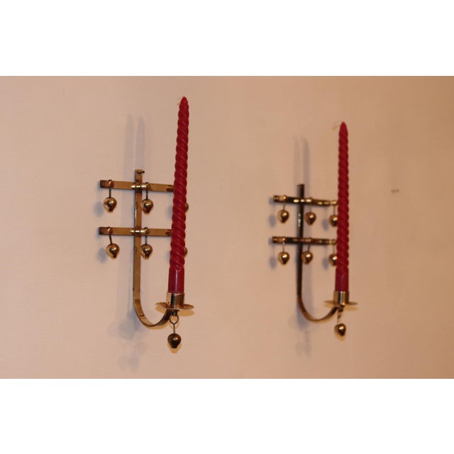Mid-Century Swedish Brass Sconces by Kee Mora, Set of 2 For Sale - Image 4 of 11