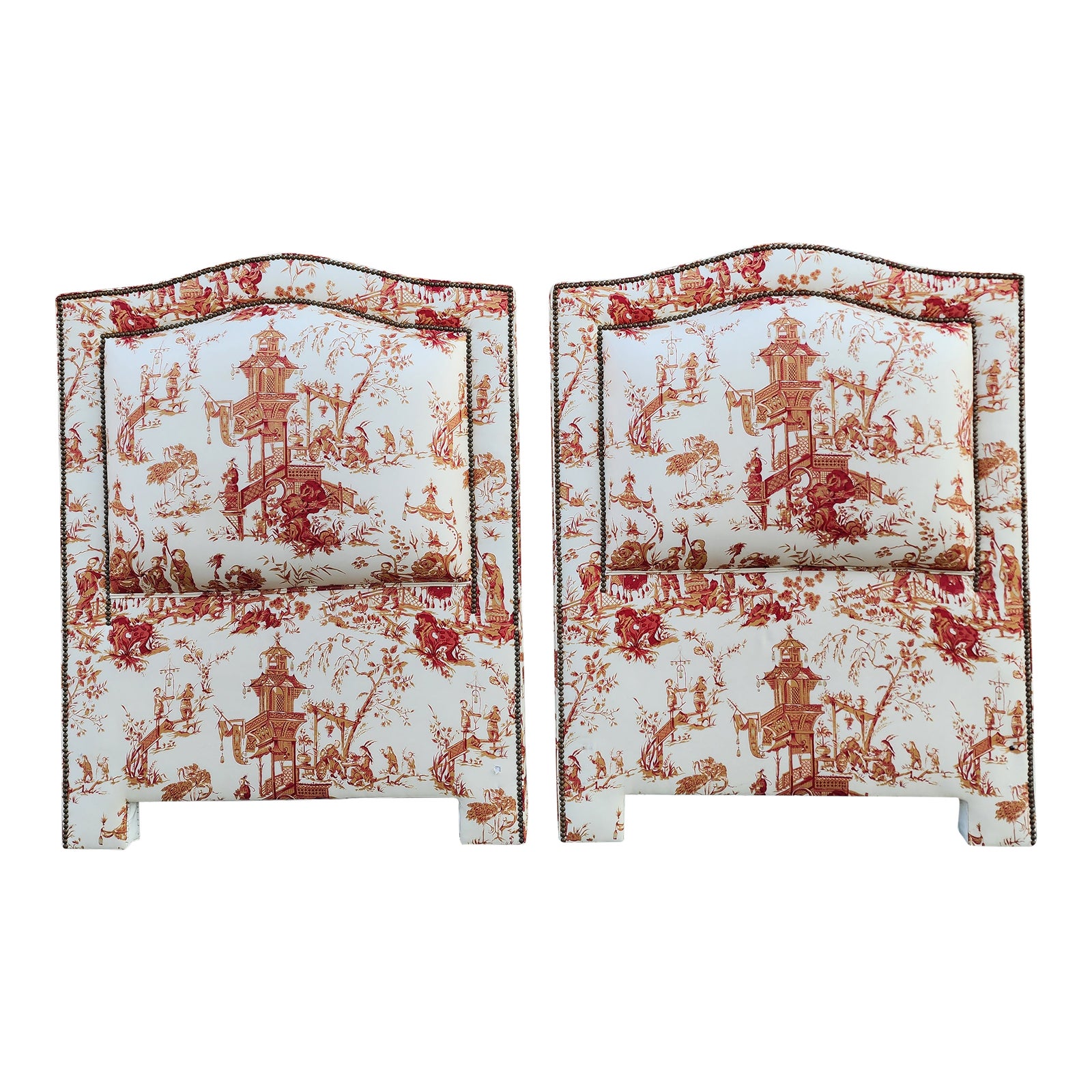 Chinoiserie Style Upholstered Twin HeadboardsA Pair Chairish