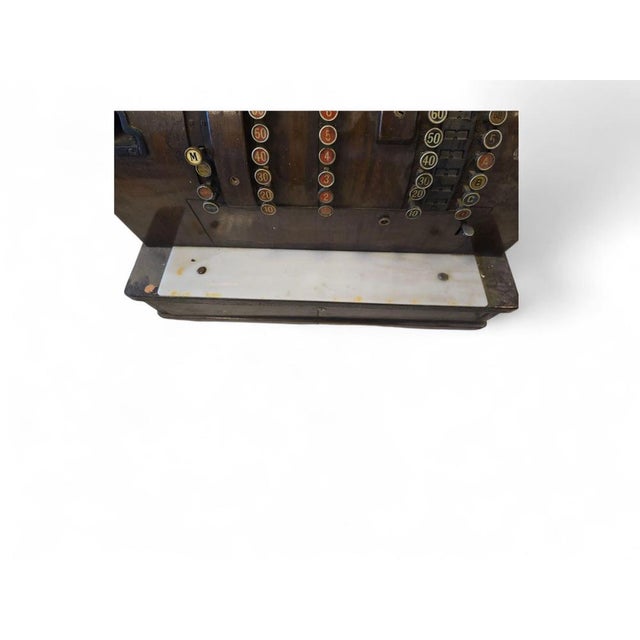 Gold Mid-Century Red Painted Brass Cash Register from National, 1960s For Sale - Image 8 of 14